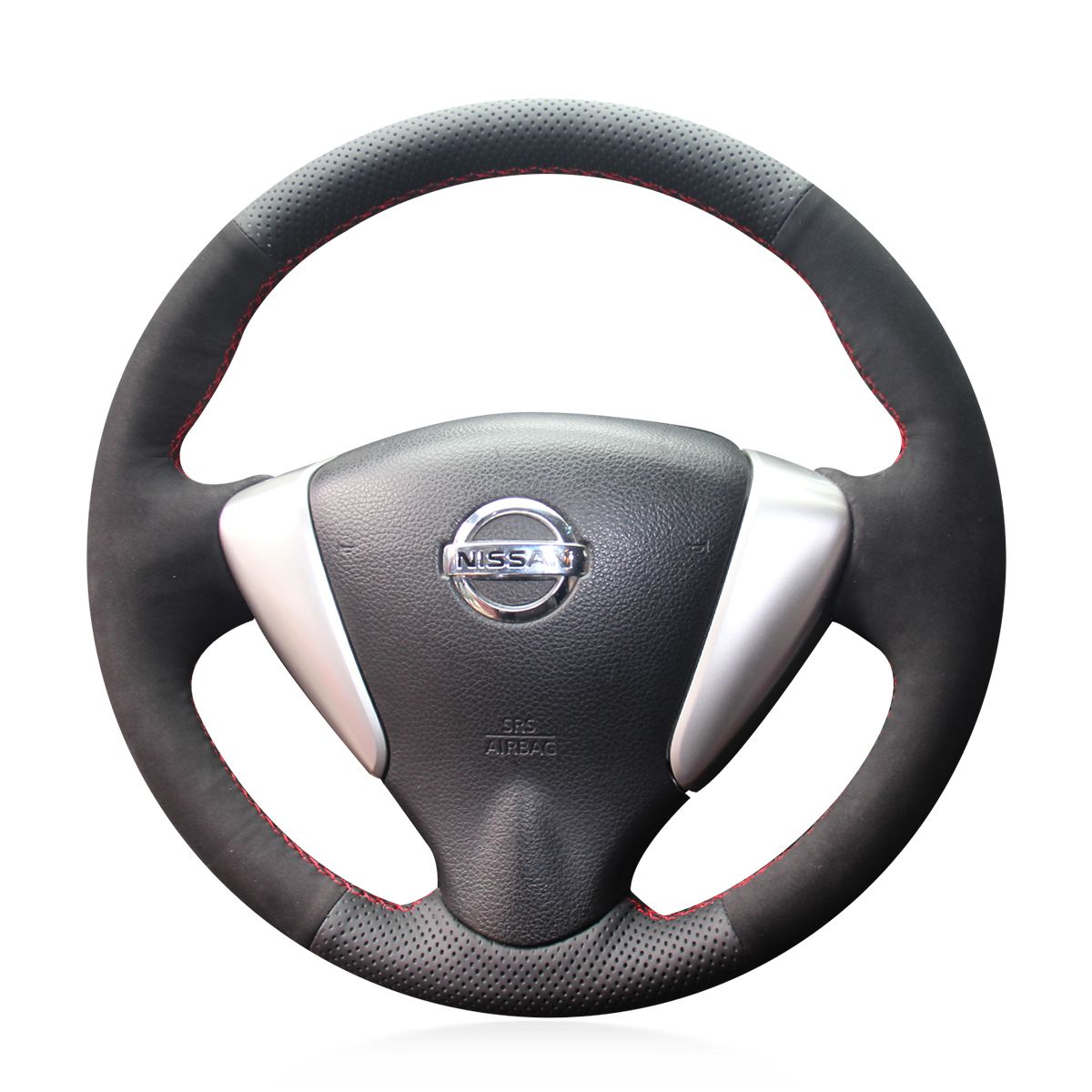 Loncky Auto Custom Fit OEM Black Genuine Leather Suede Car Steering